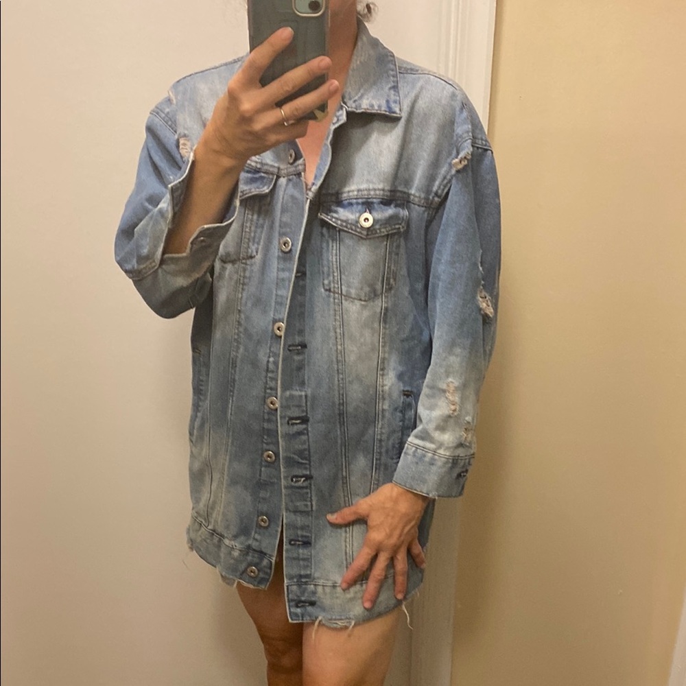Highway Denim Distressed Oversized Jacket